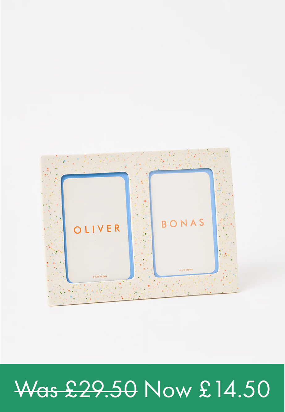 Wini Speckle Ceramic Double Photo Frame 6x4